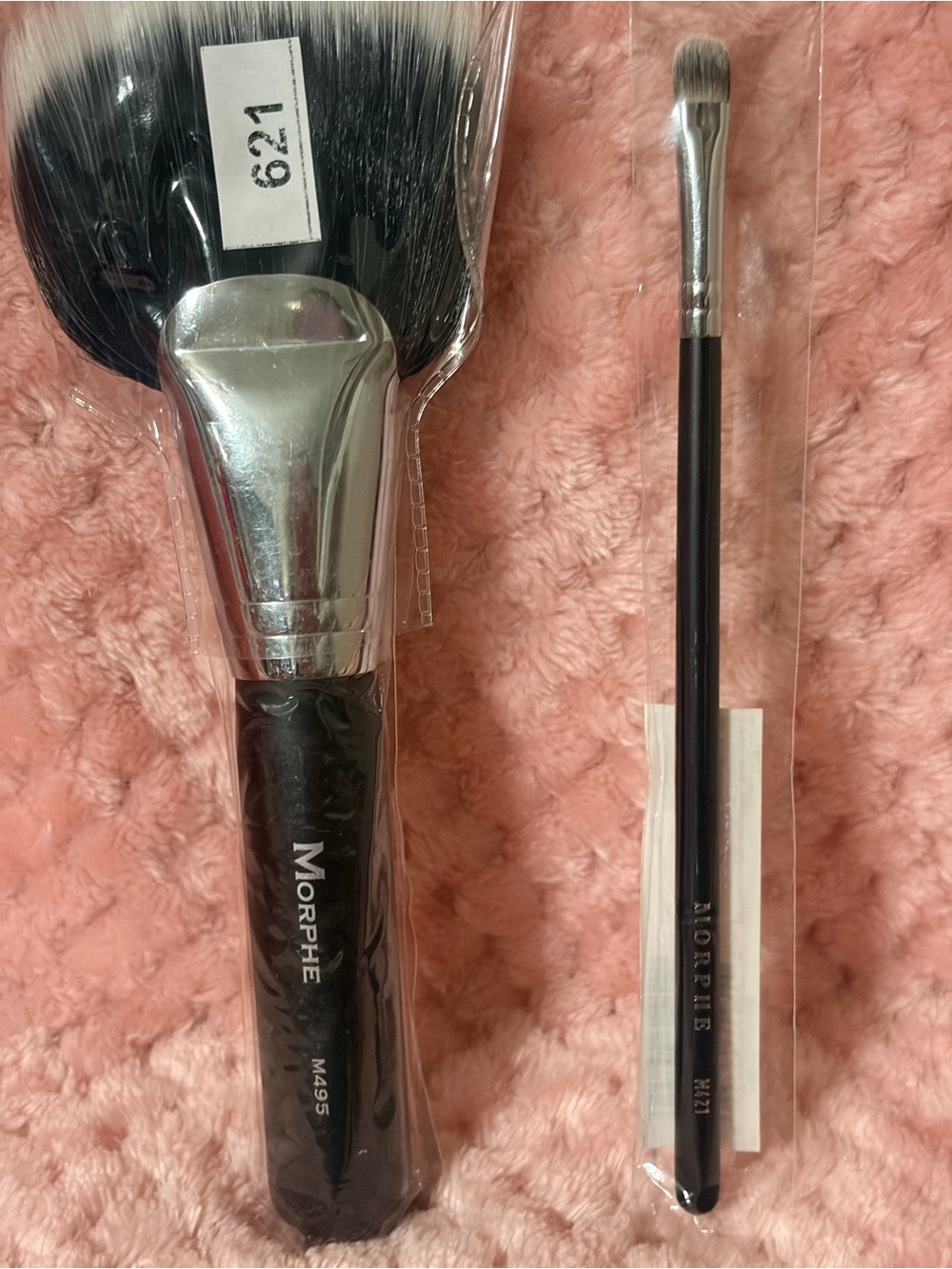 Morphe M495 Duo Deluxe Fan Brush New Makeup Brush Plus Eye Brush